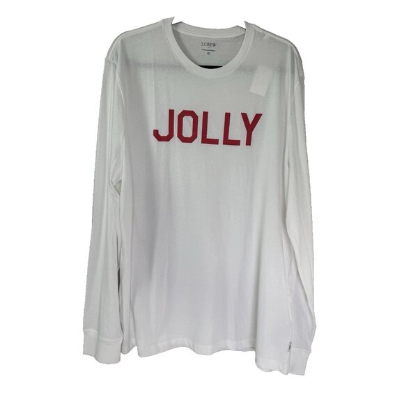 J.CREW Other - NWT J Crew Men X Large Jolly T-Shirt White Red Cozy Christmas Holiday Comfy Soft